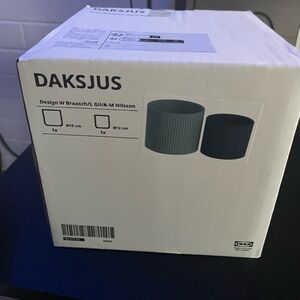 IKEA DAKSJUS set of 2 Blue Plant Pots